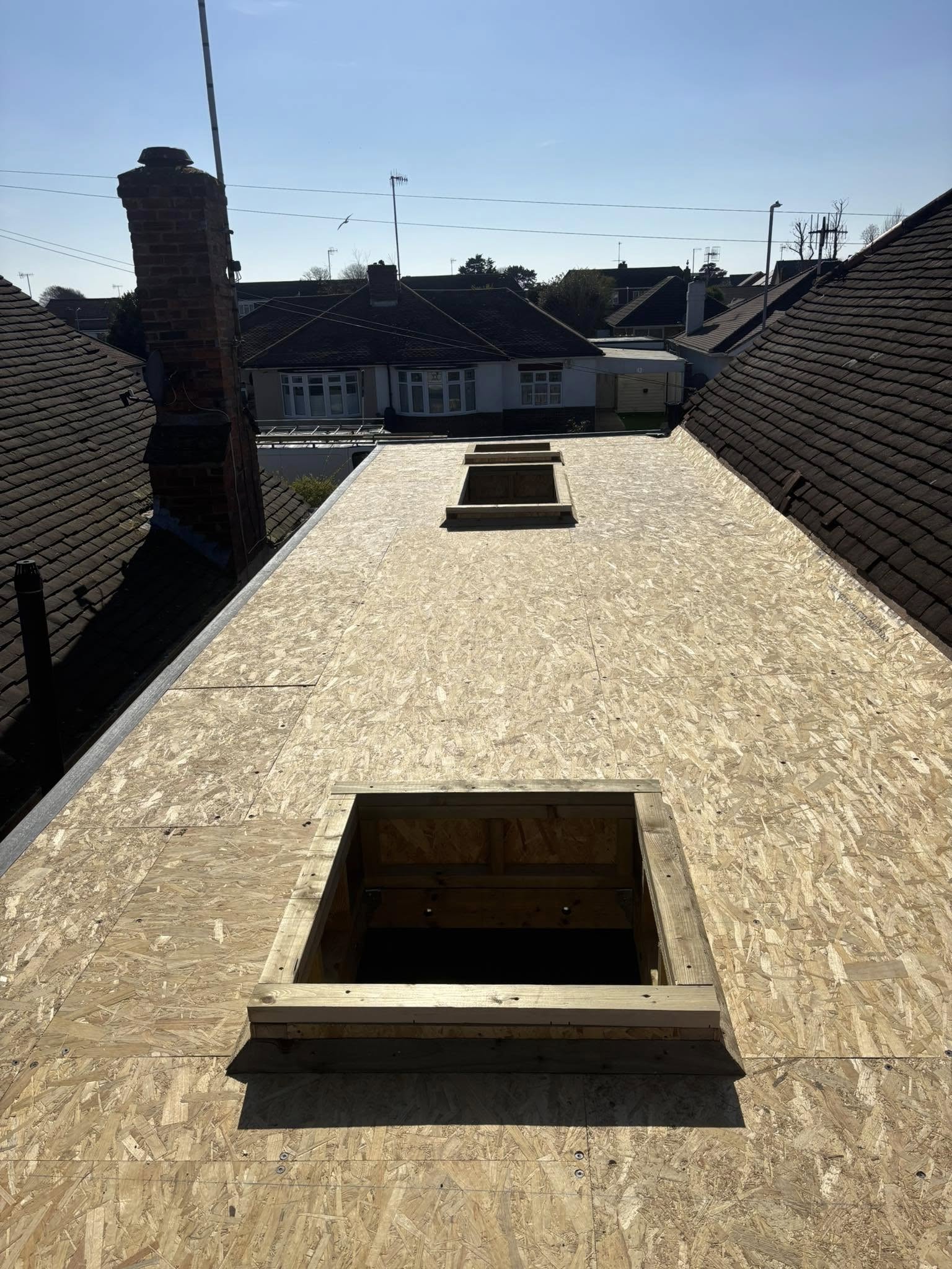 New pitched roof with skylight openings