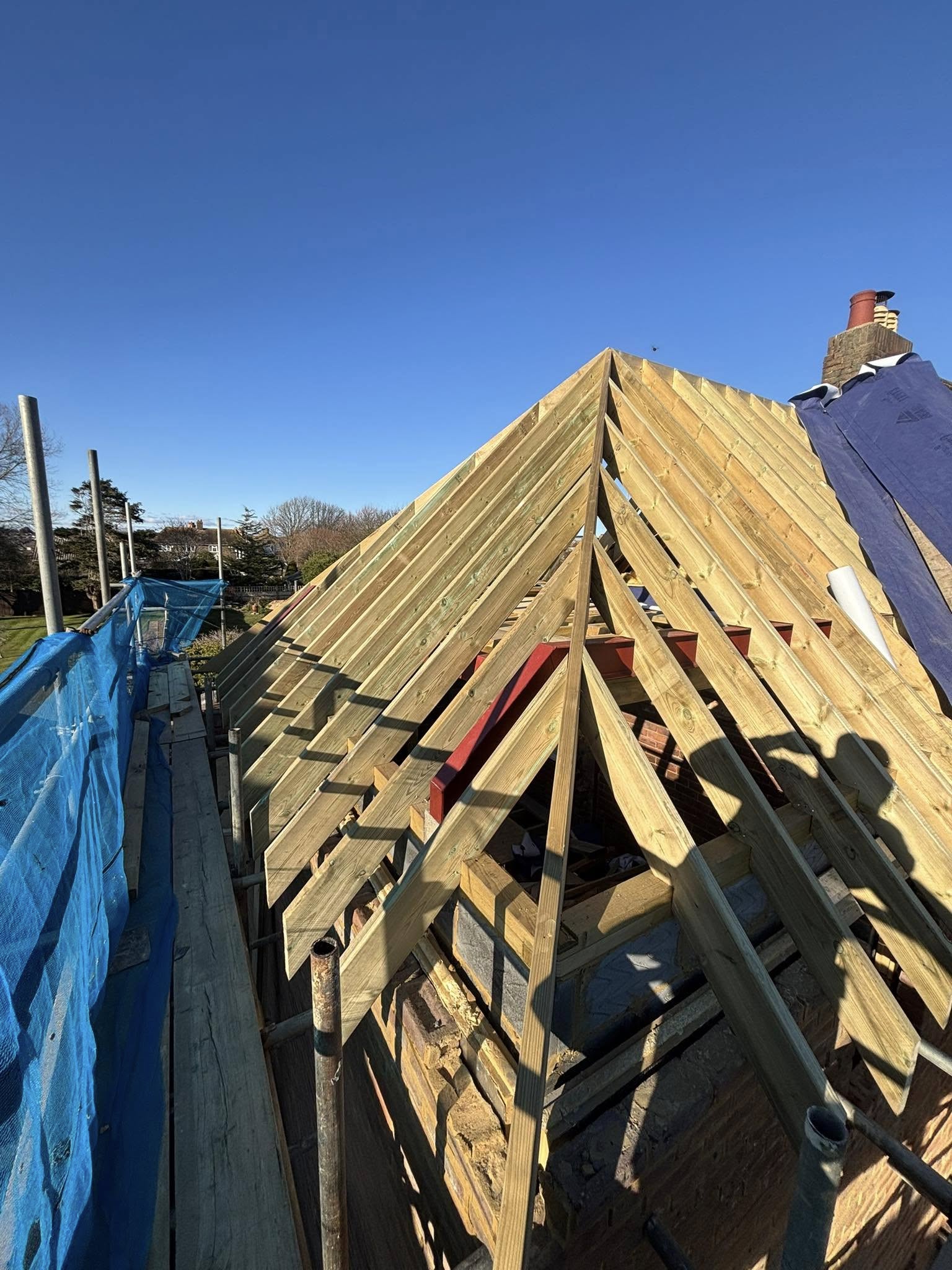 New roof timbers and dormer construction
